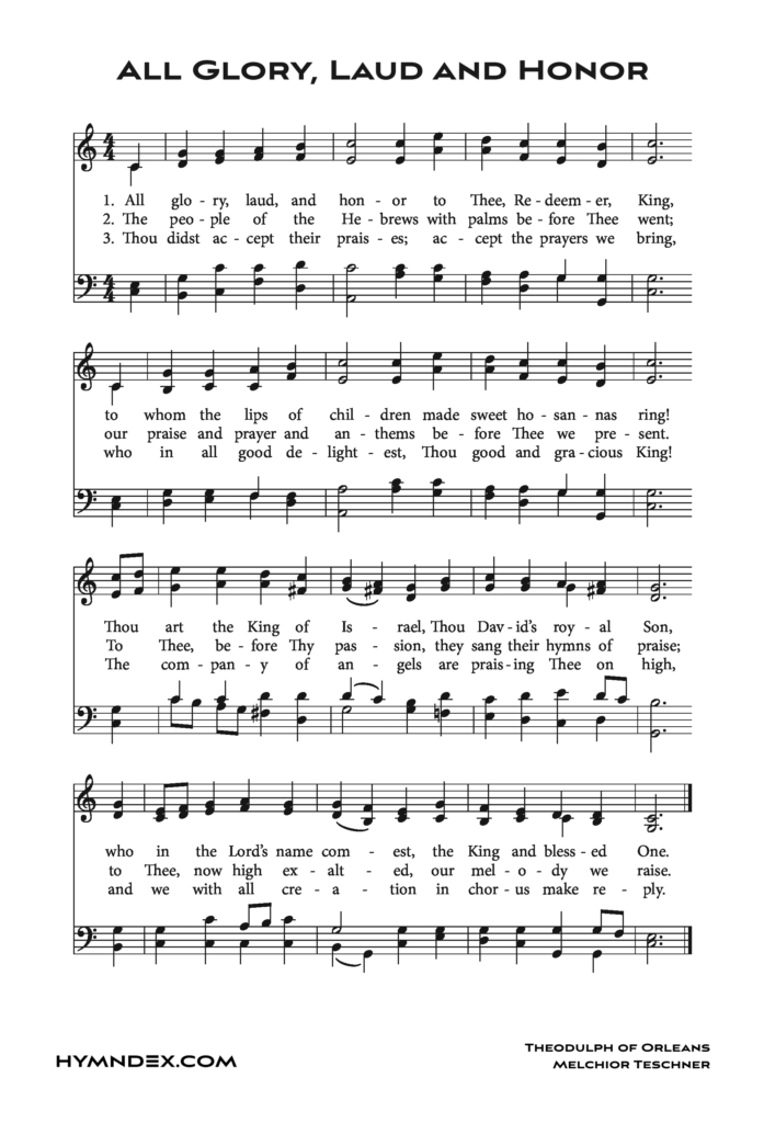 All Glory Laud And Honor: Free Hymnal Sheet Music