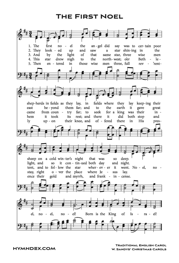 The First Noel Free Hymnal Sheet Music