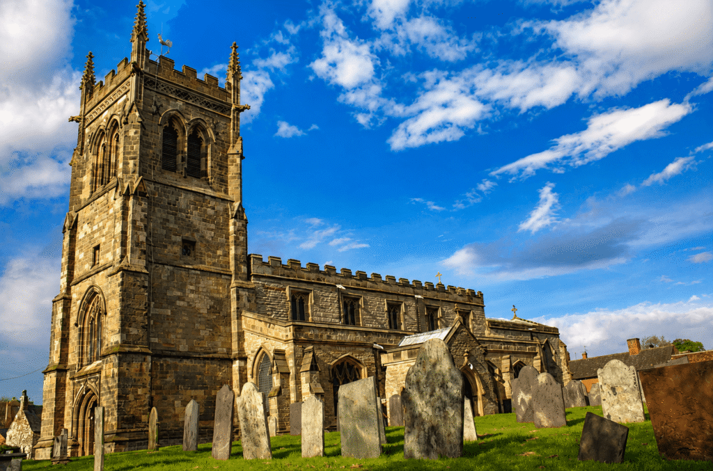 St. Mary’s Church in Wymeswold, Leicestershire, where Henry Alford served as vicar from 1835 to 1853. During his years here, he wrote and first published “Come, Ye Thankful People, Come.”